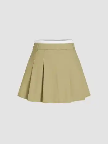  Plissierter Mini-Rock mit hoher Taille
