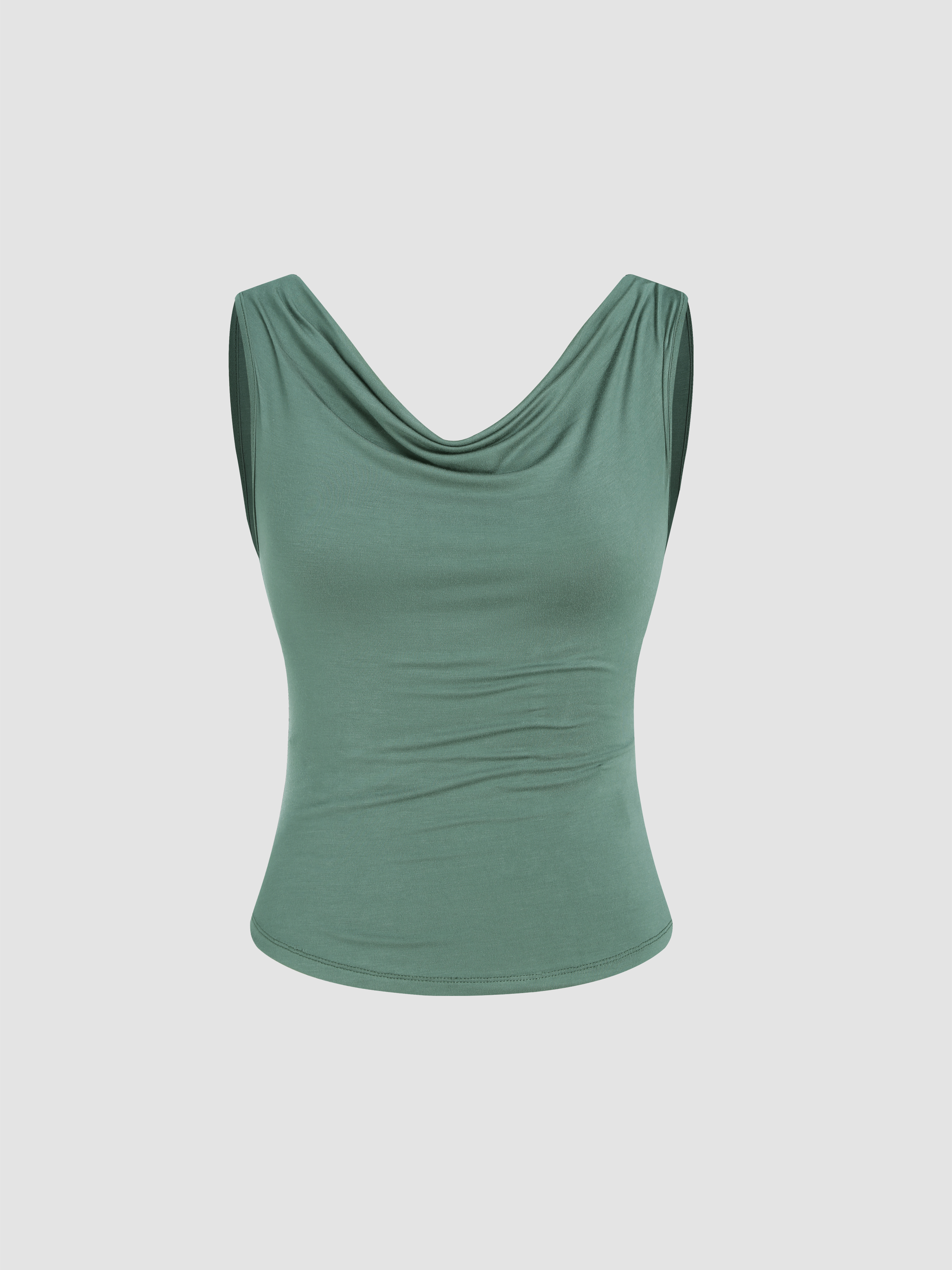 Solid Cowl Neck Tank Top