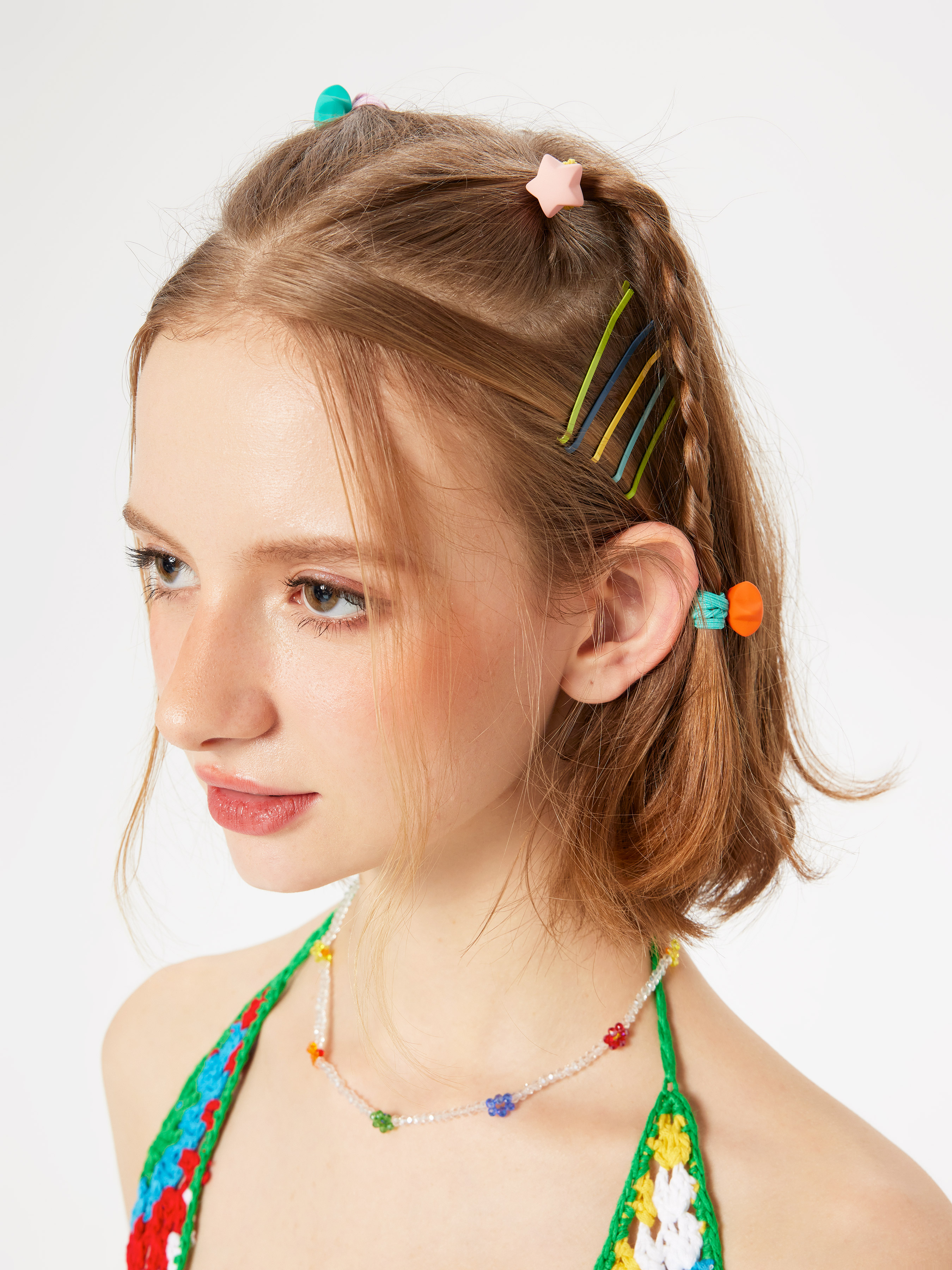 Candy Colors Hair Clip & Star Design Hair Tie Set For School Daily Casual