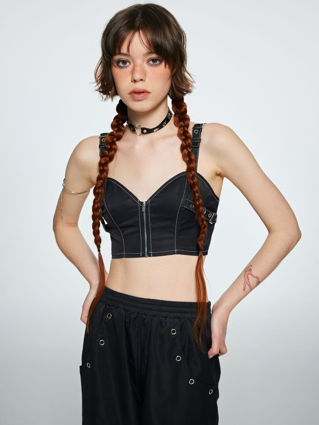 Solids Crop Cami Top mit Reißverschluss
