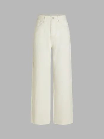 Honey Denim Mid Rise Solid Straight Leg Jeans