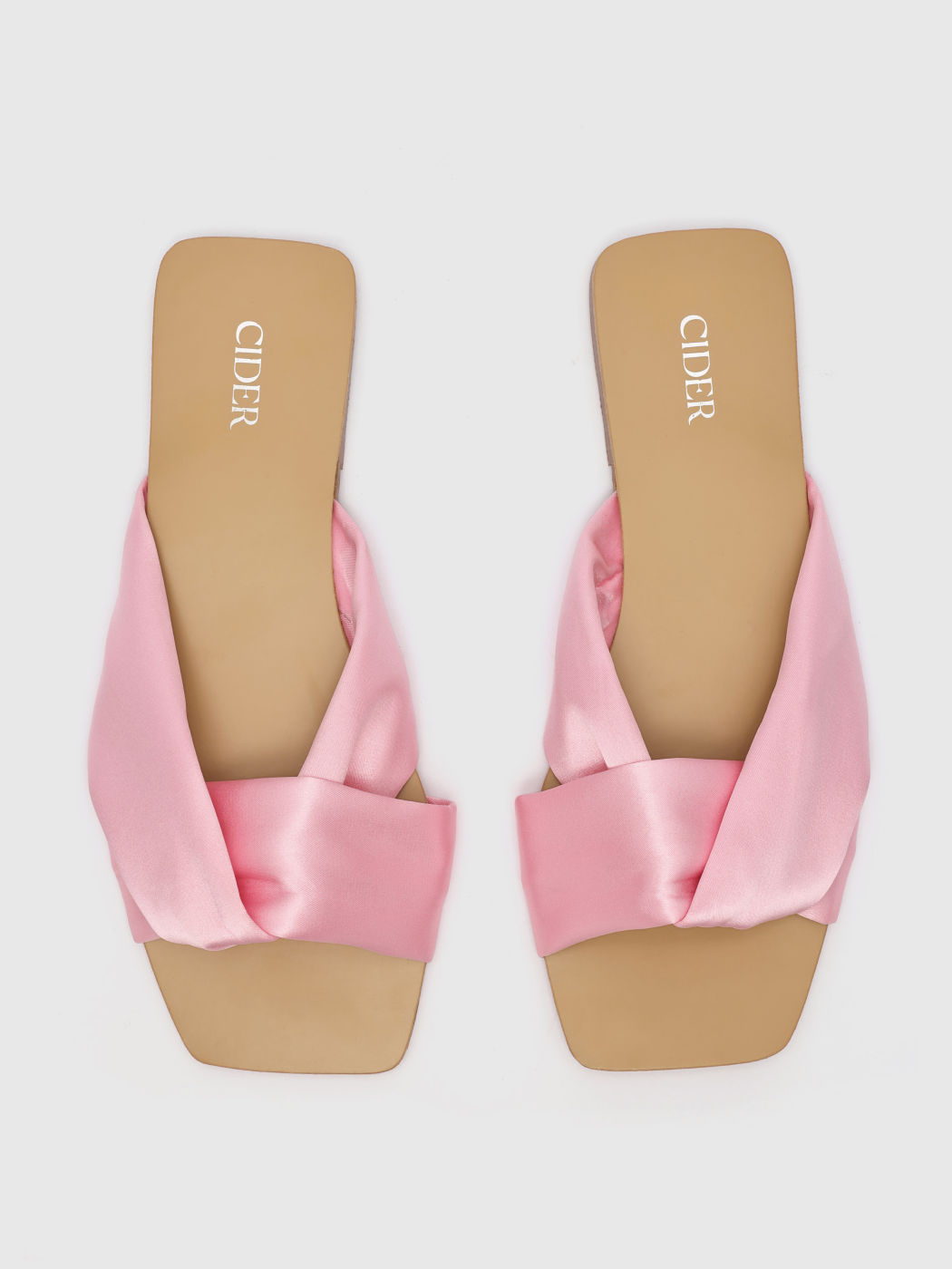 Satin Cross Strap Slippers Cider