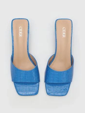 Solid PU-Sandalen mit offenen Zehen und klobigem Absatz