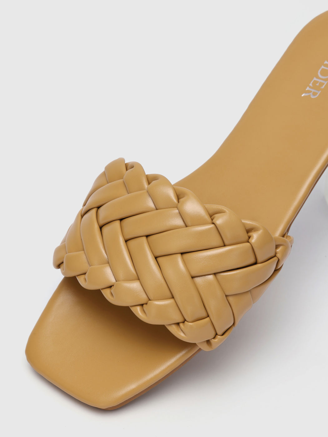 Solid Faux Leather Braided Flat Slippers
