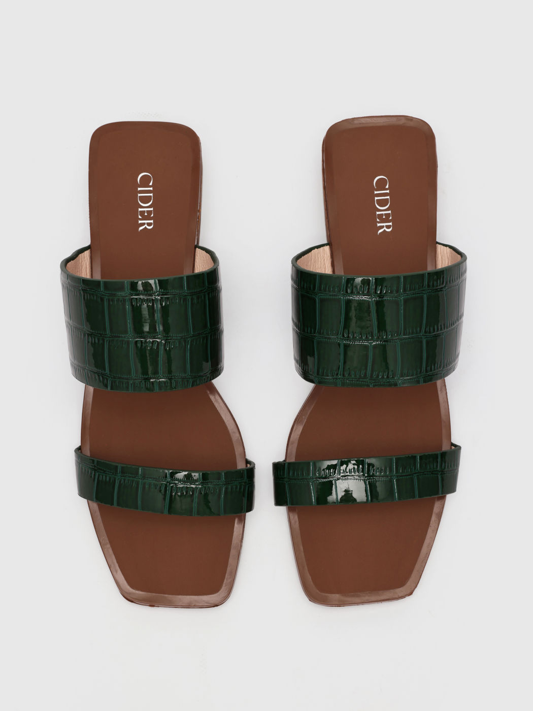  Textur PU Quadratische Zehen Doppelriemen Sandalen