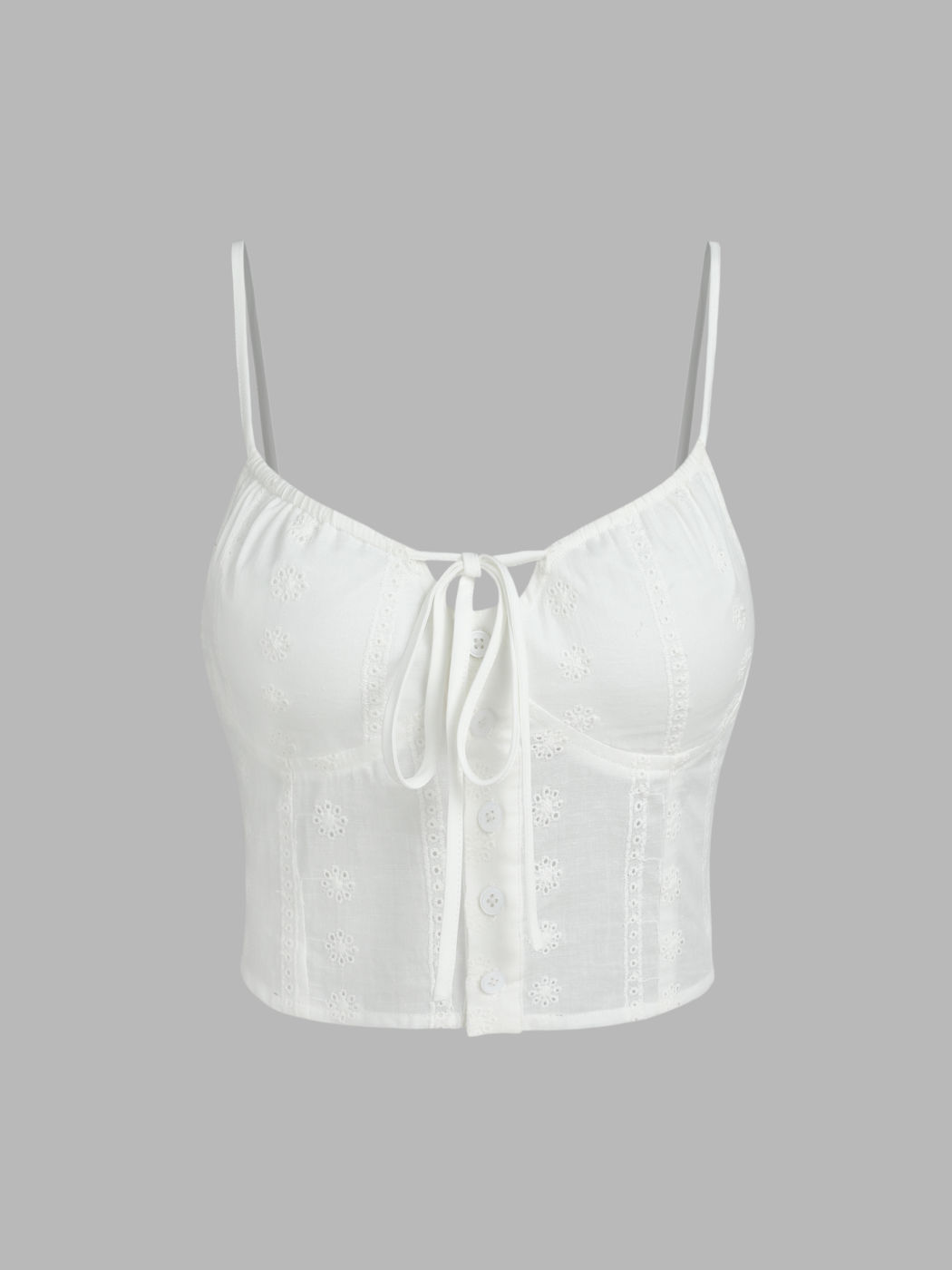 Geblümtes, aushöhlendes Cami-Crop-Top mit Kordelzug