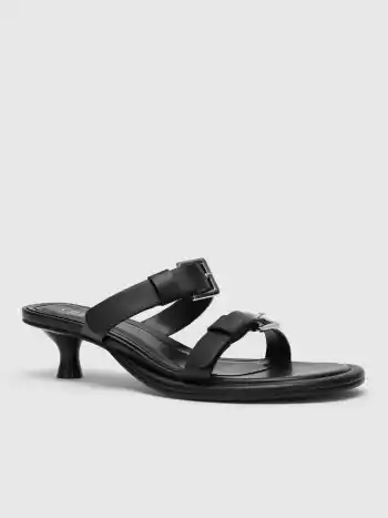 Kunstleder Doppel-Schnallenriemen Stiletto Sandalen