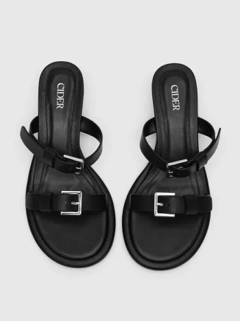 Kunstleder Doppel-Schnallenriemen Stiletto Sandalen