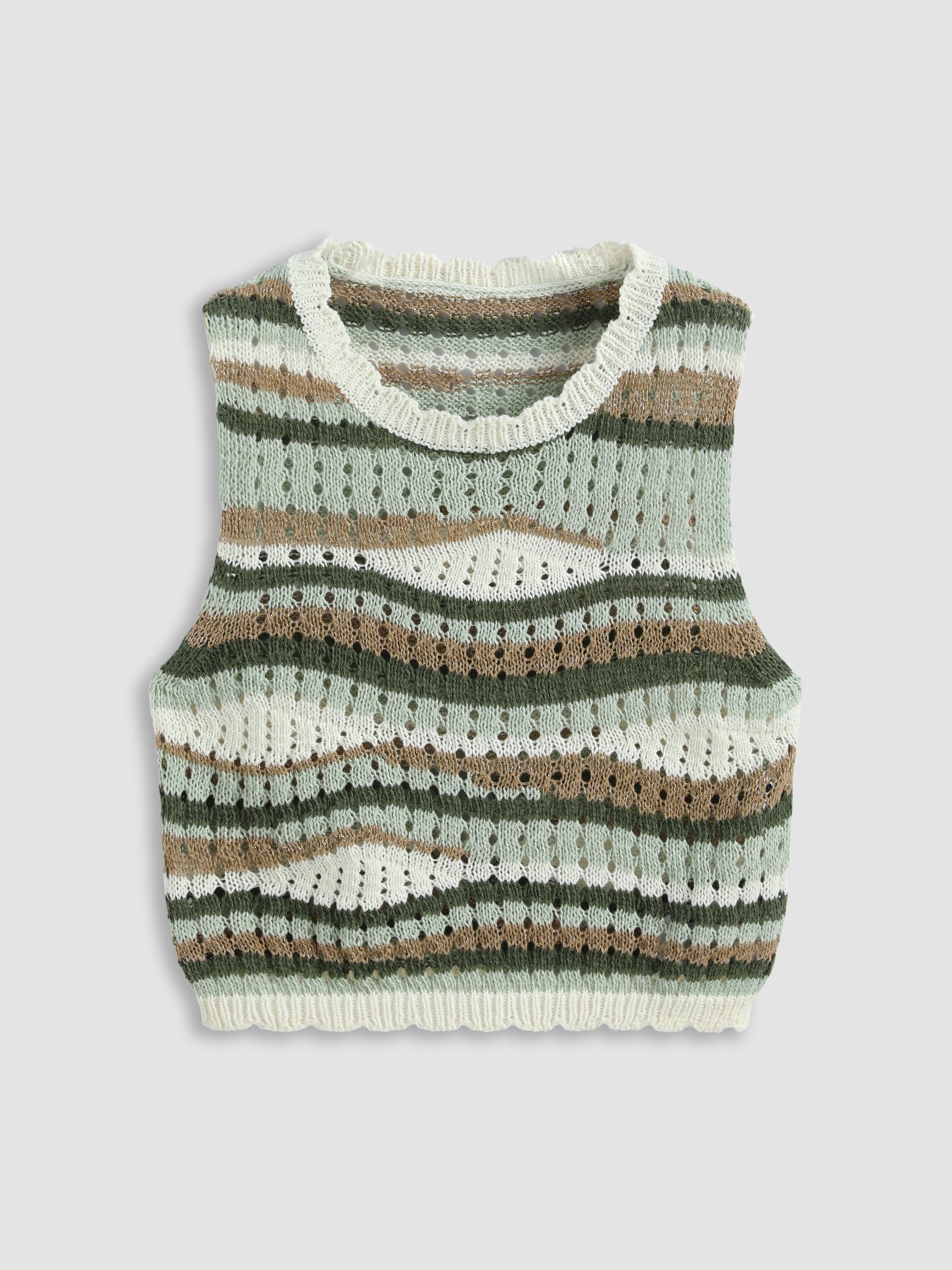 Striped Knitted Crop Cami Top - Cider