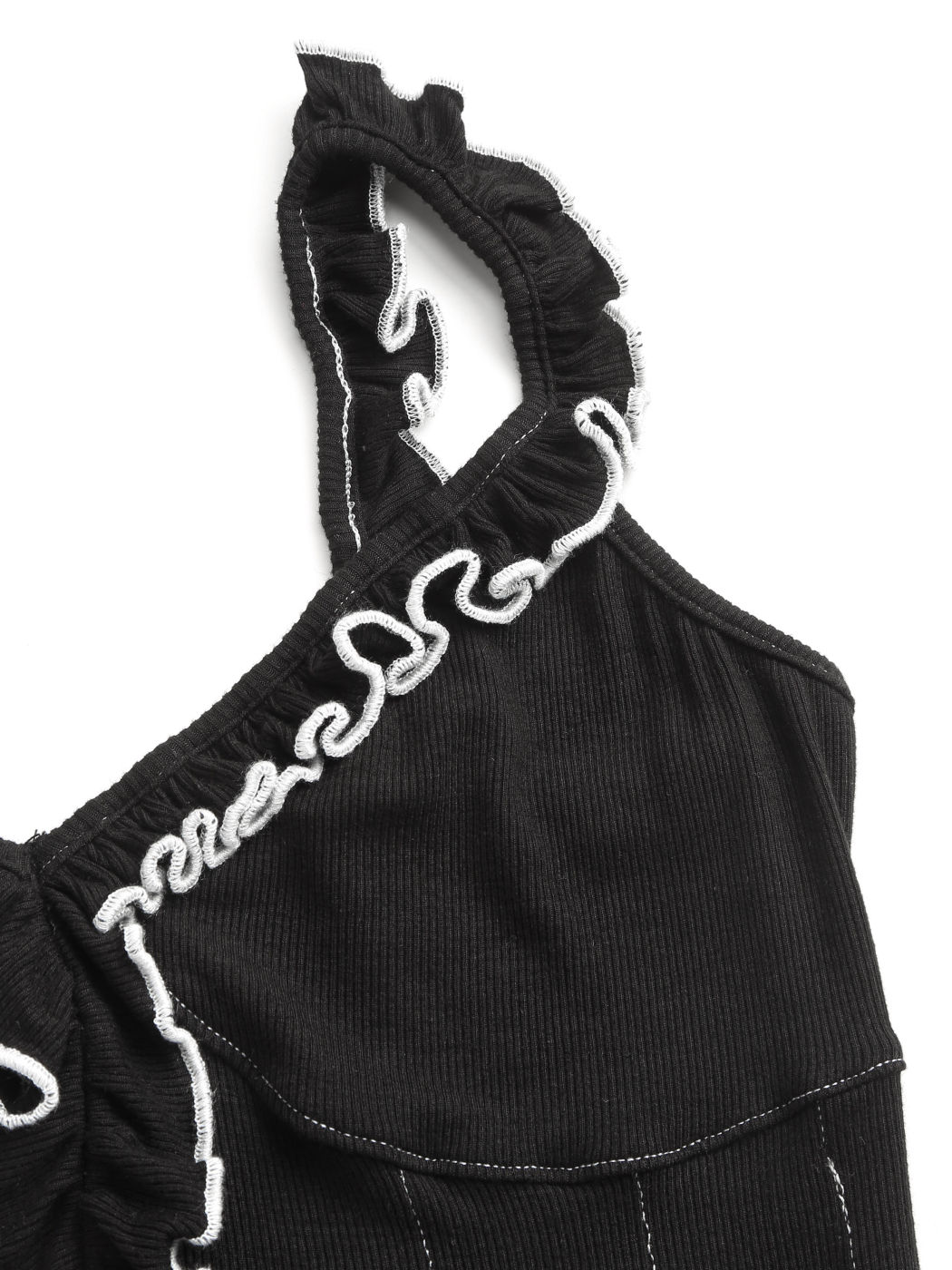 Rib Contrast Trim Corset Tank Top Cider