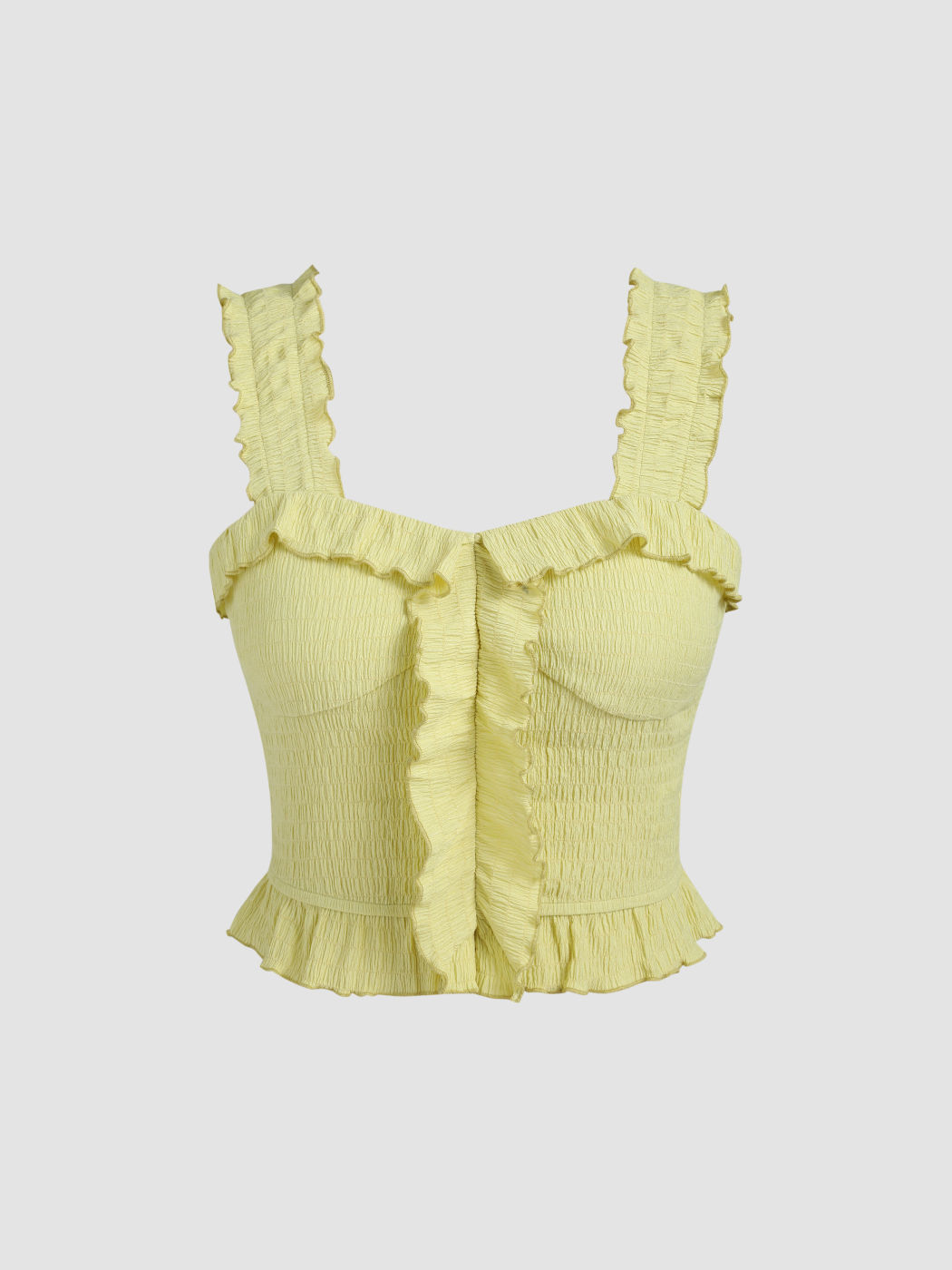 Gesmoktes Crop Cami Top mit Salatbesatz