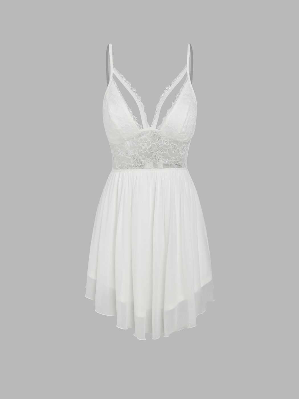 Minikleid mit durchsichtiger Spitze und Rüschen