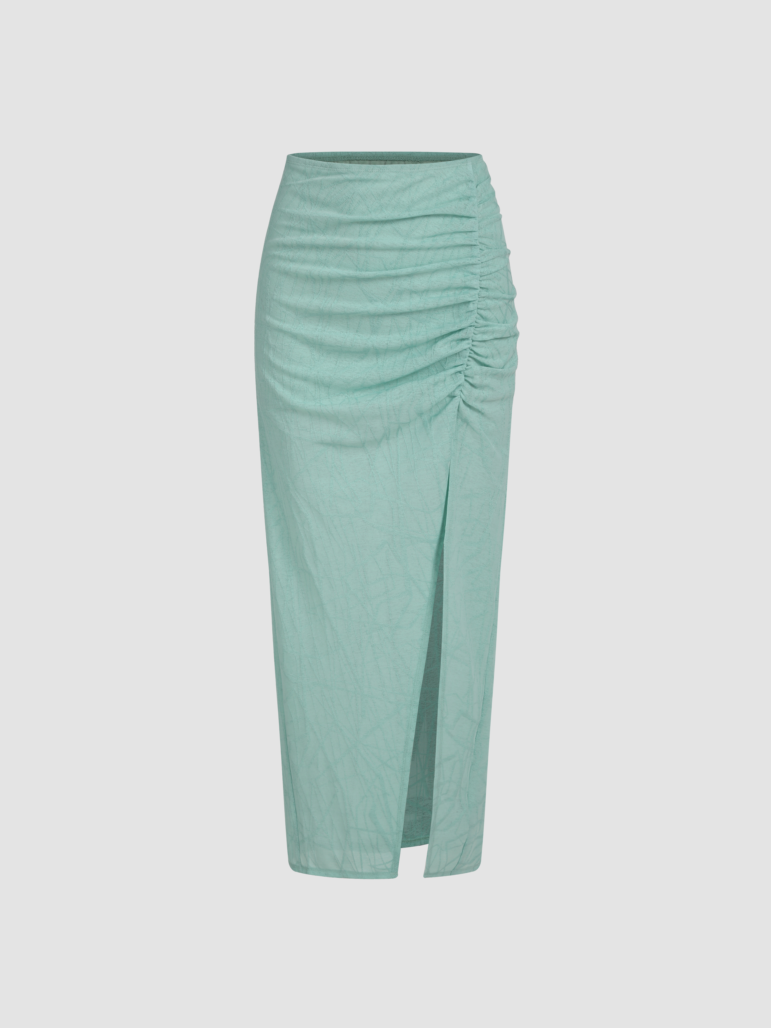 Ruched Waist Midi Skirt