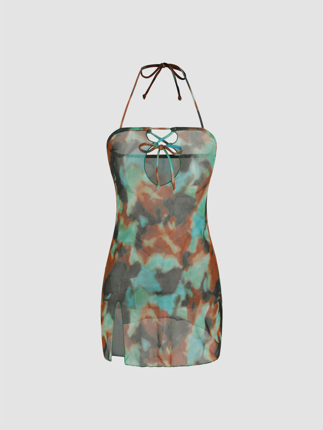 Tie-Dye-Neckholder-Mesh-Cover-Up-Kleid