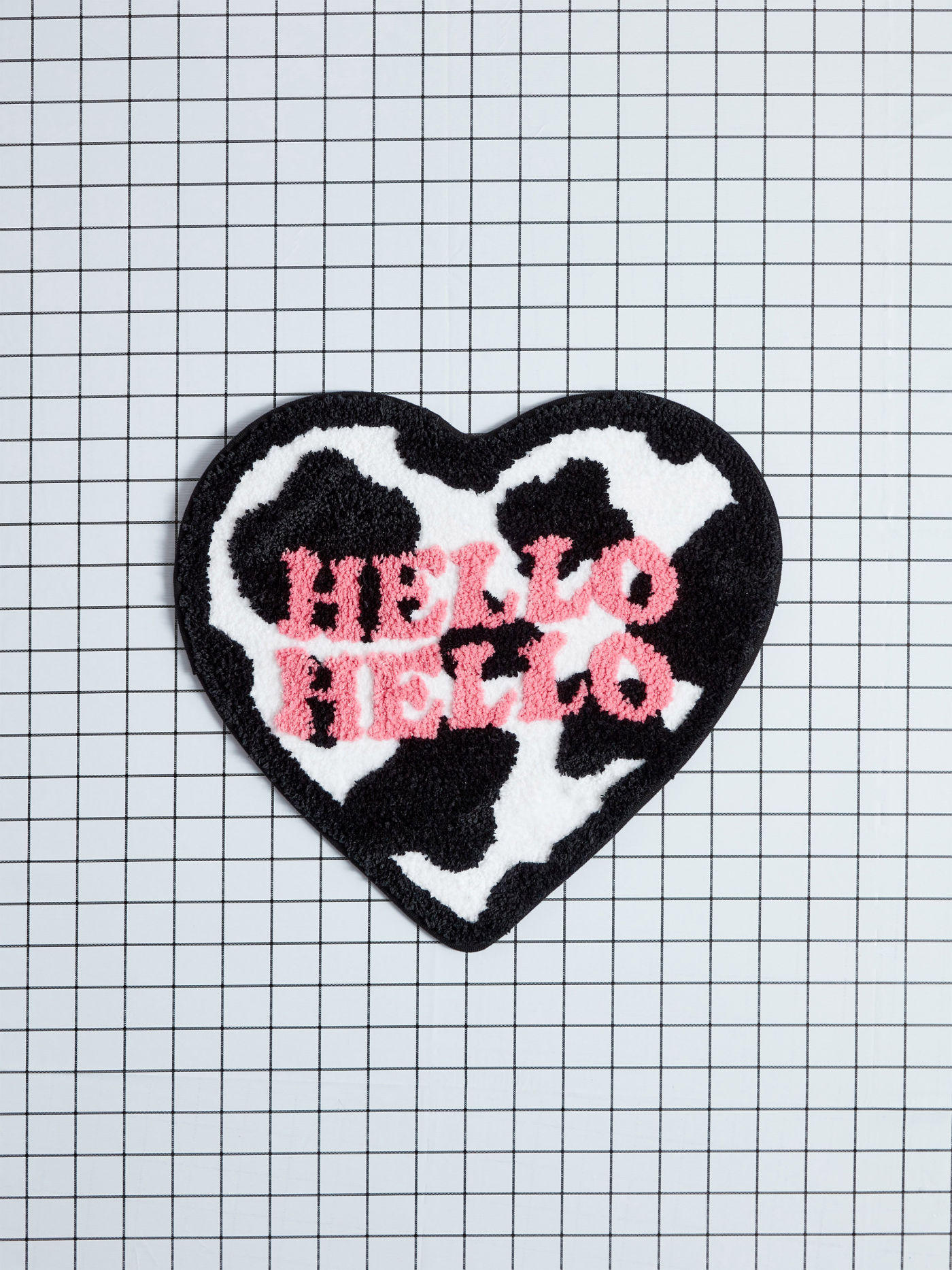 1pc Heart Shaped Cow Print Bath Rug