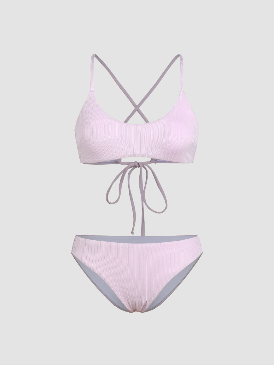 U-neckline Knotted Bikini Set