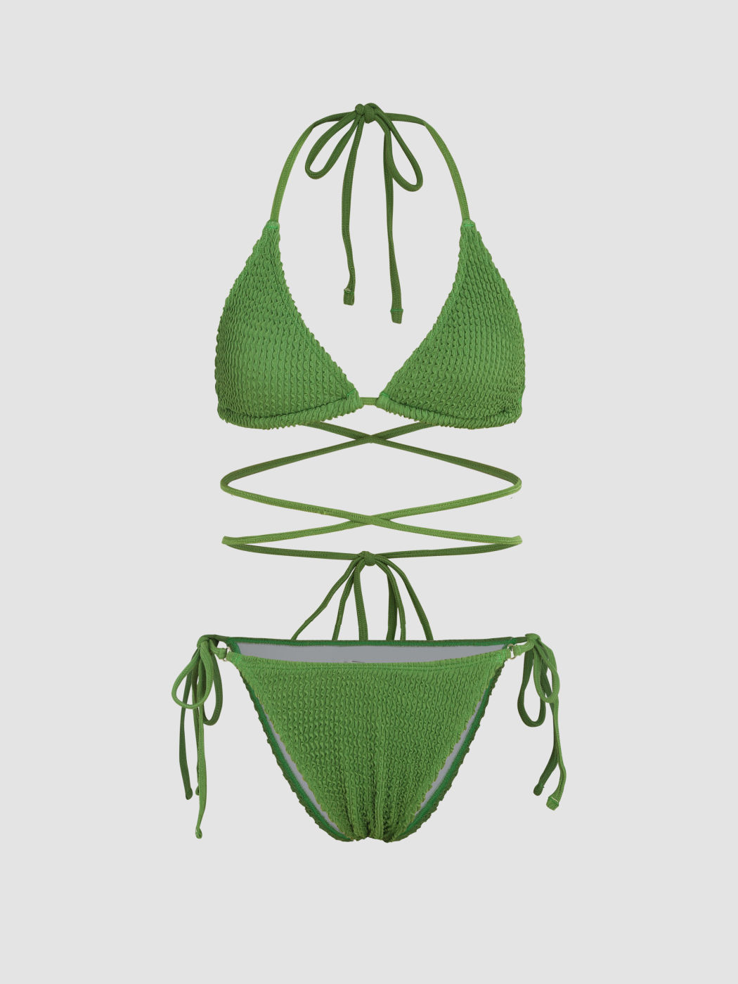 Texture Halter Knotted Bikini Swimsuit For Swimming Pool Vacation Beach