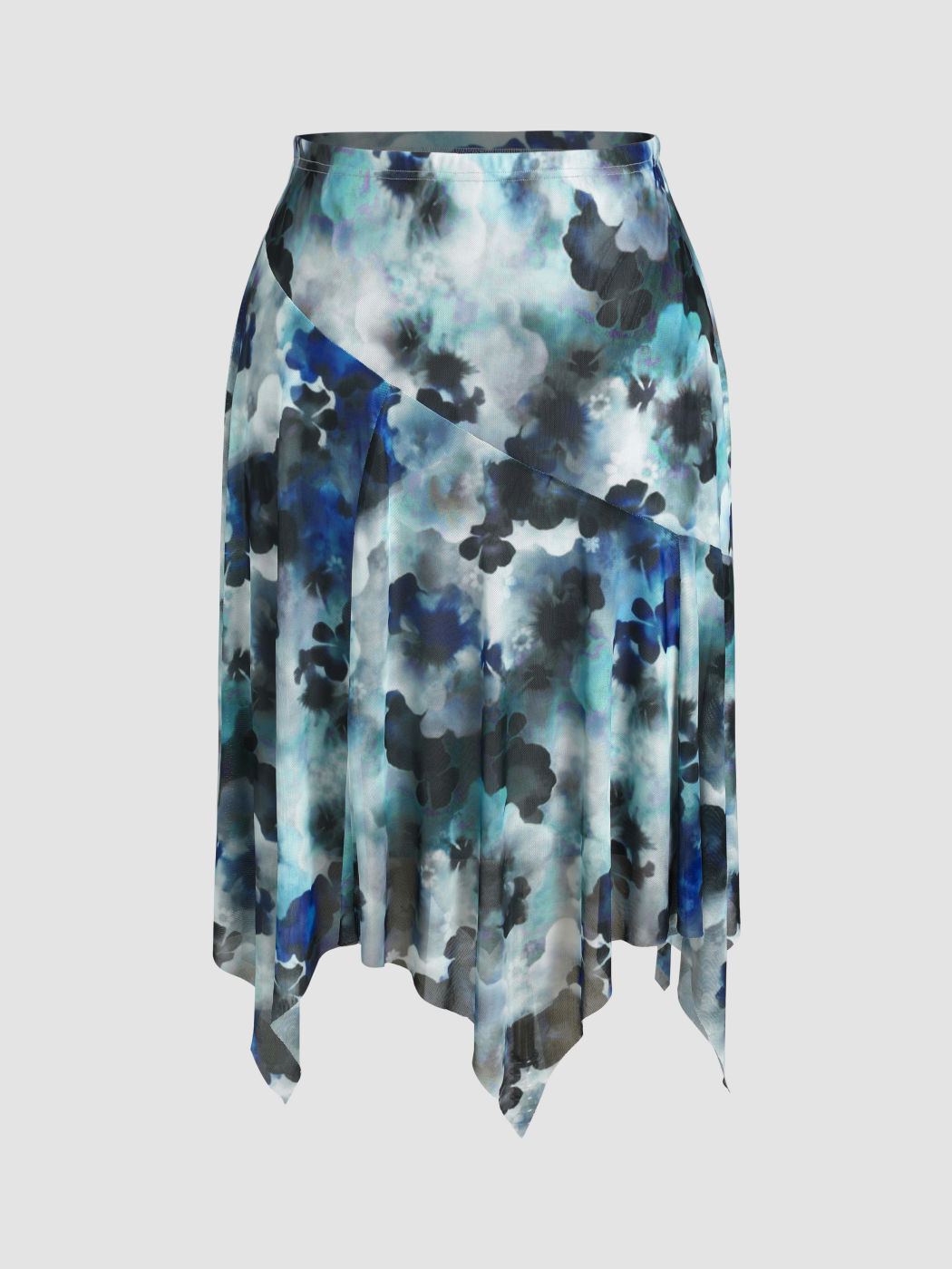  Tie Dye Asymmetrischer Saum Mesh Maxirock