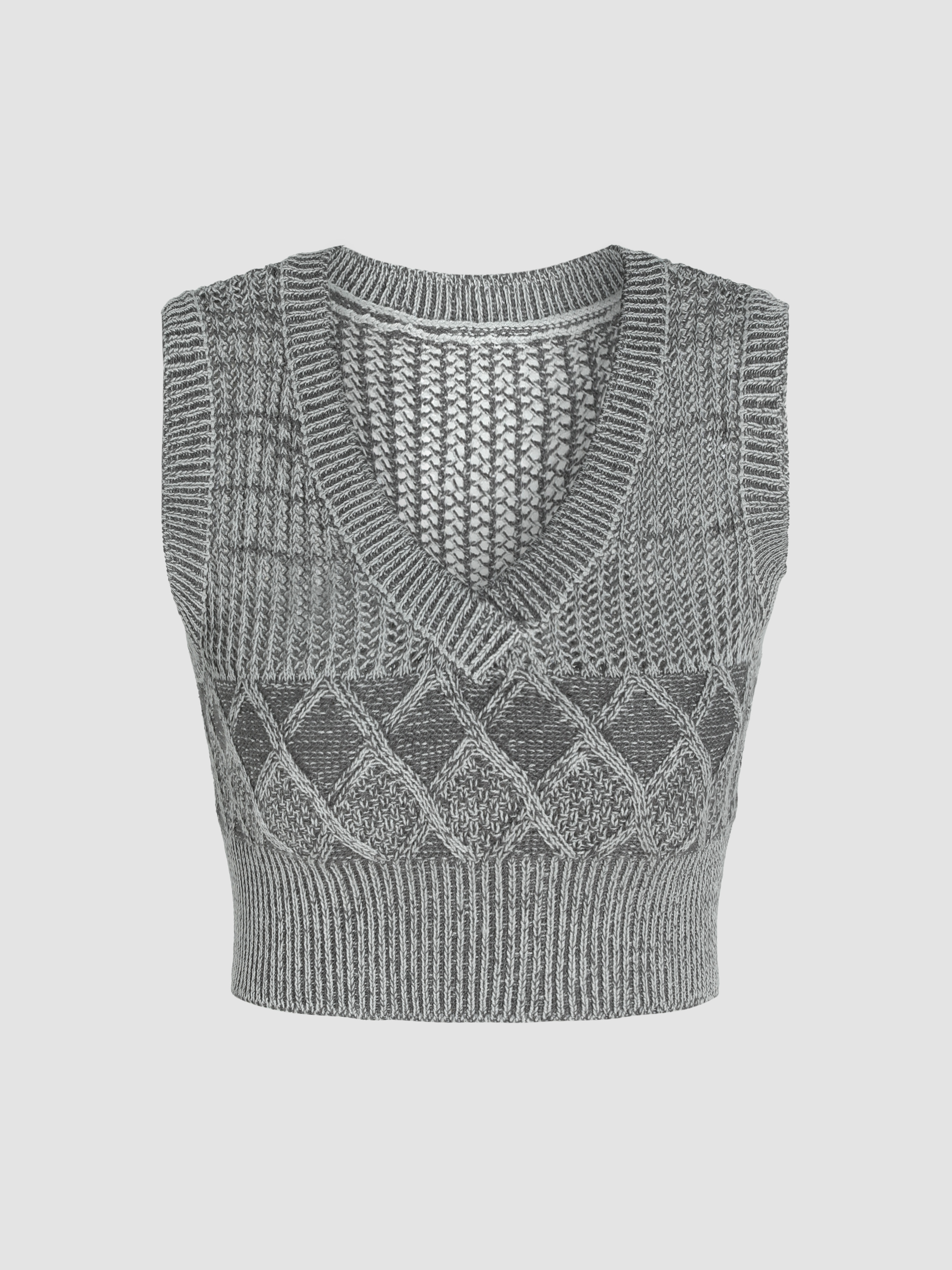 Solid Knitted Sleeveless Crop Top For Daily Casual