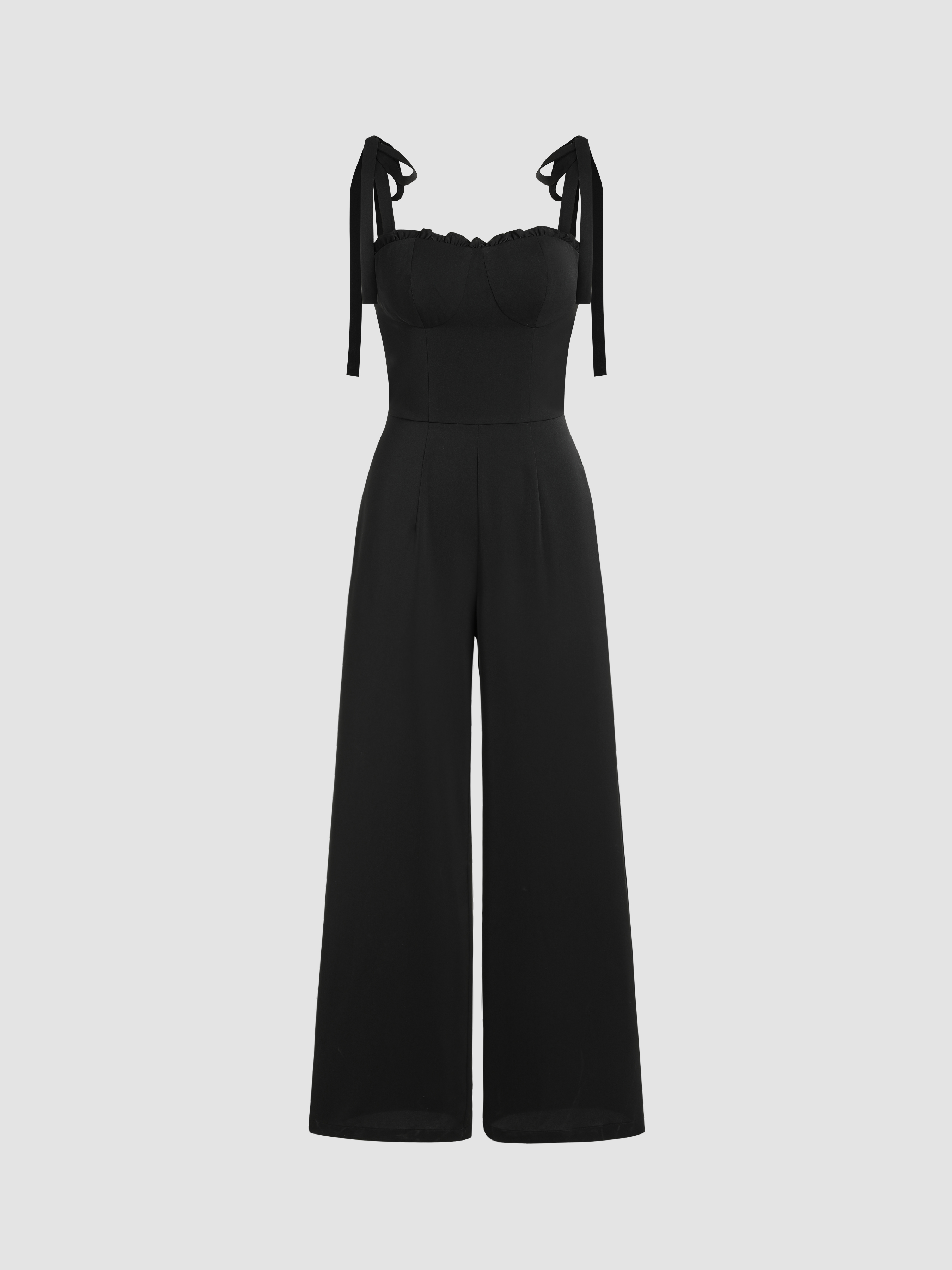 Women's V-Neck Cropped Wide-Leg Knit Jumpsuit