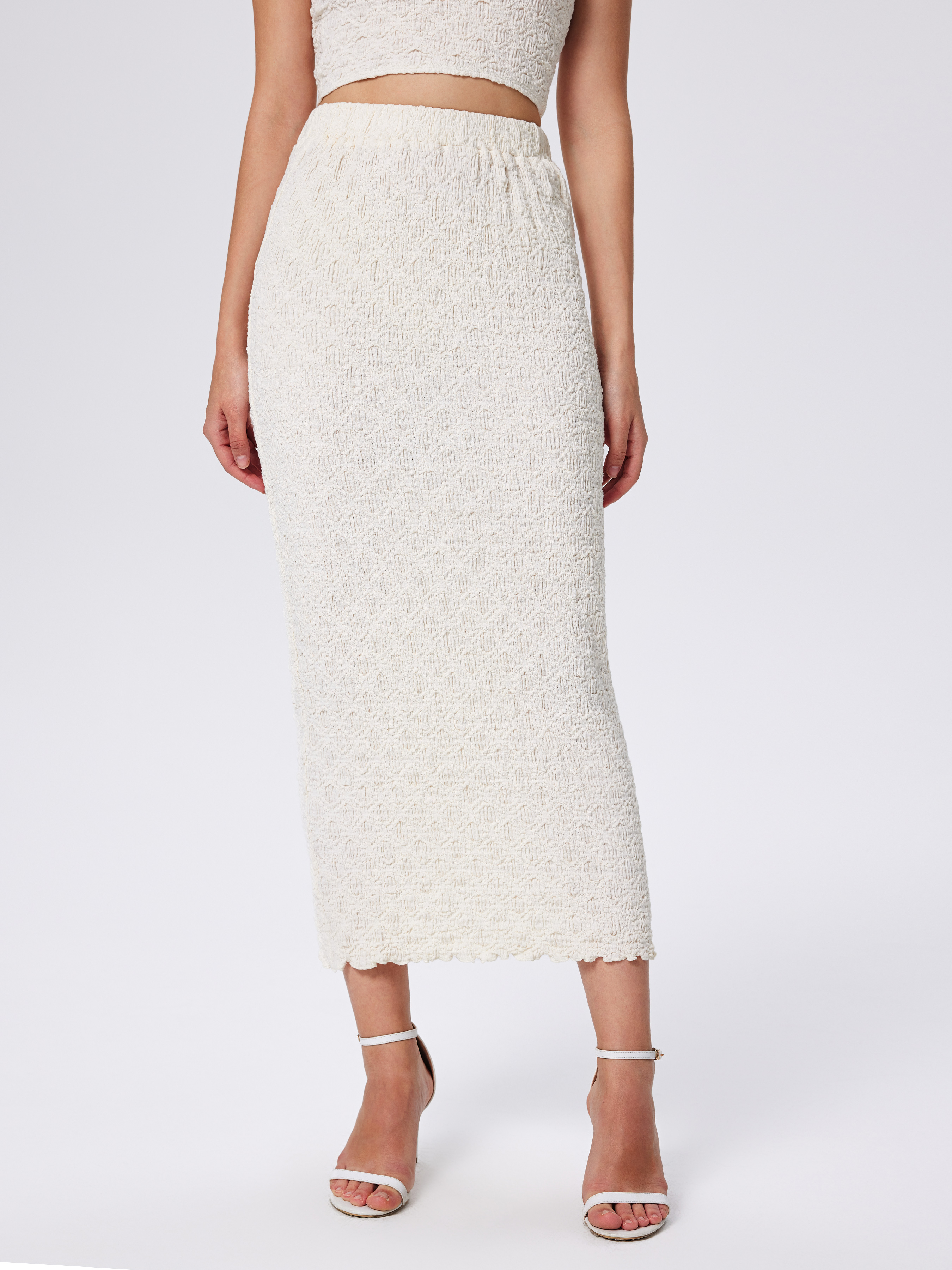 Knit Fabric Solid Mid Waist Maxi Skirt For Daily Casual