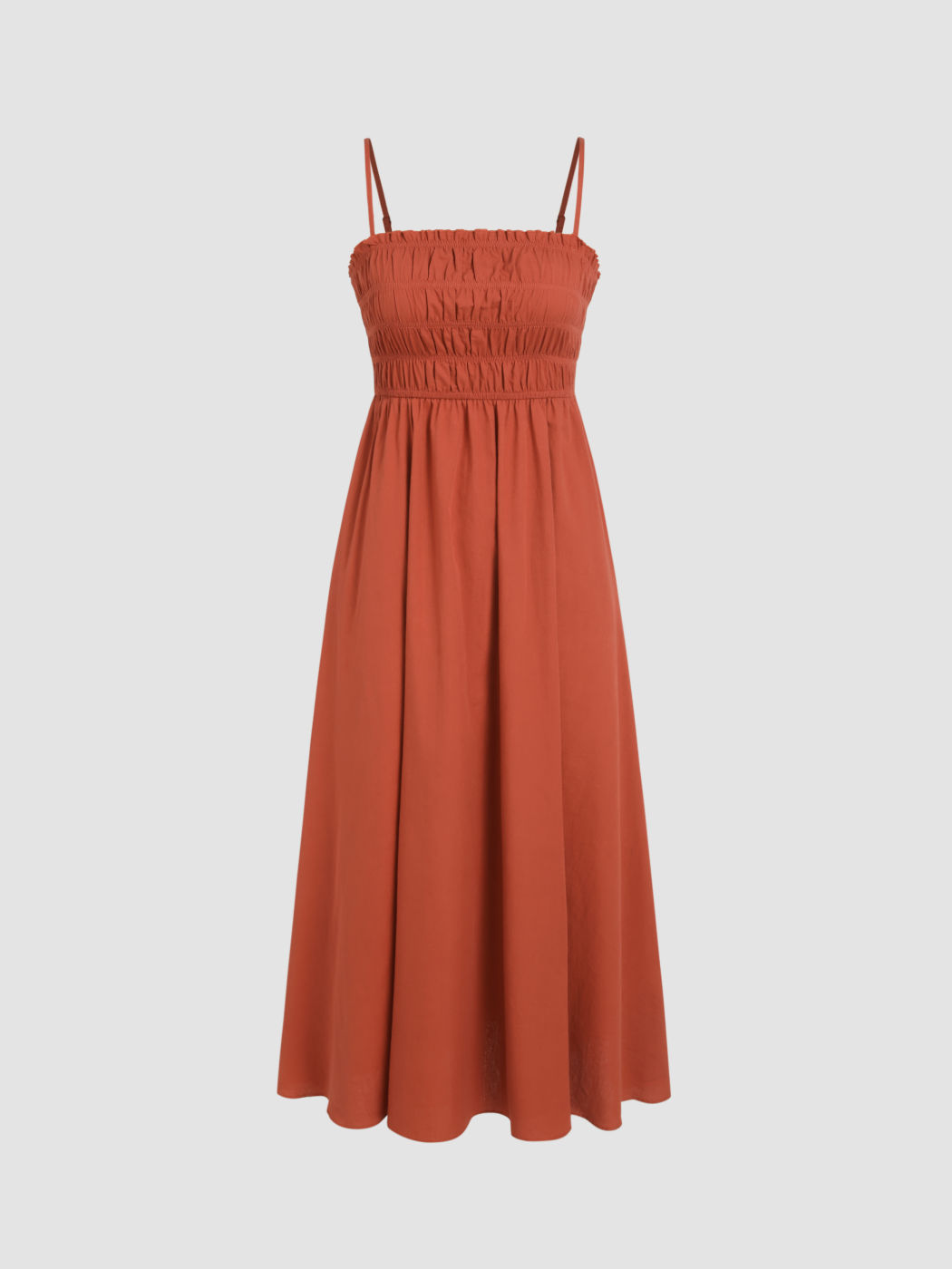 Gerafftes Maxikleid mit Rüschen