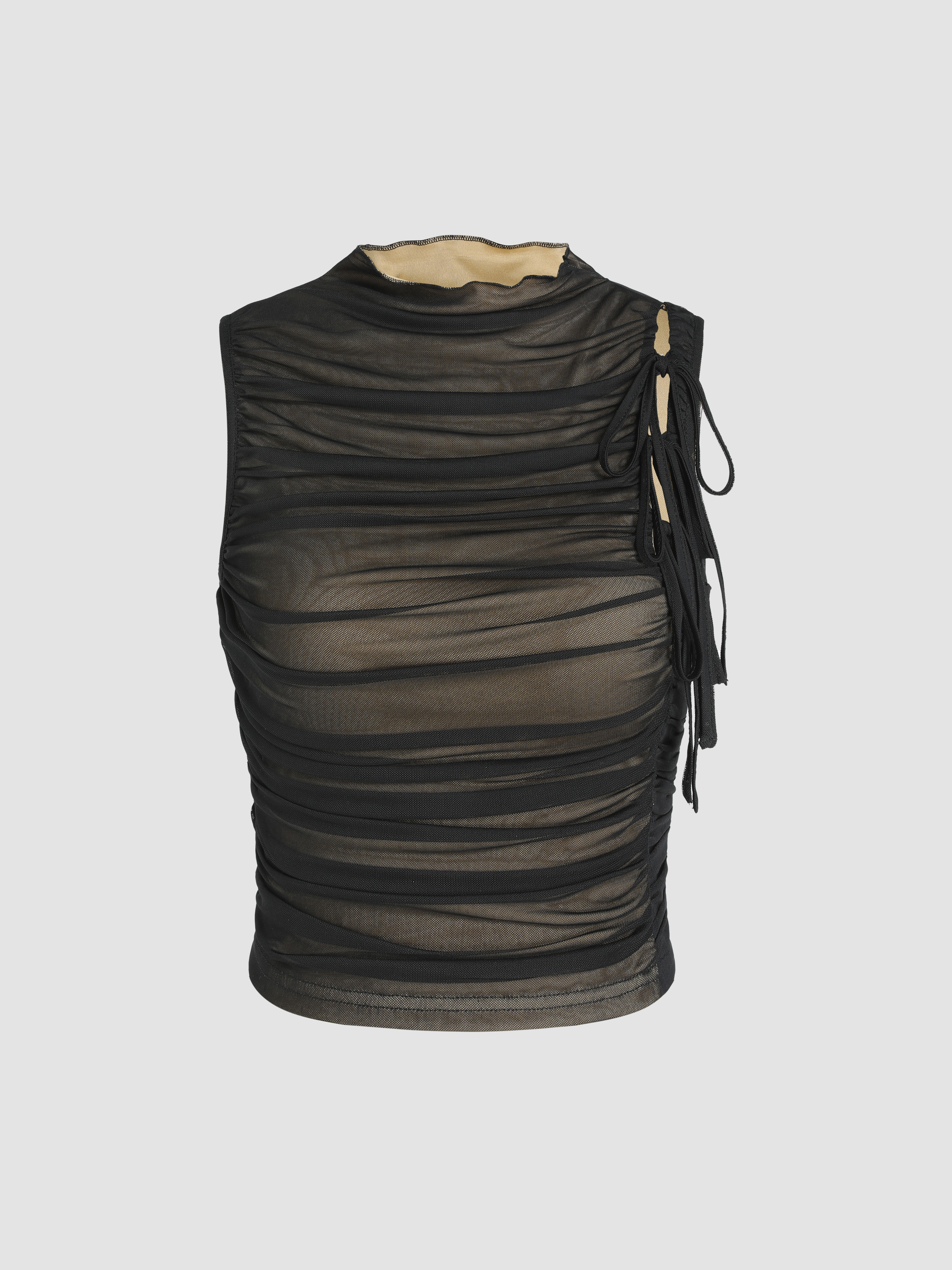 Lace Up Ruched Tank