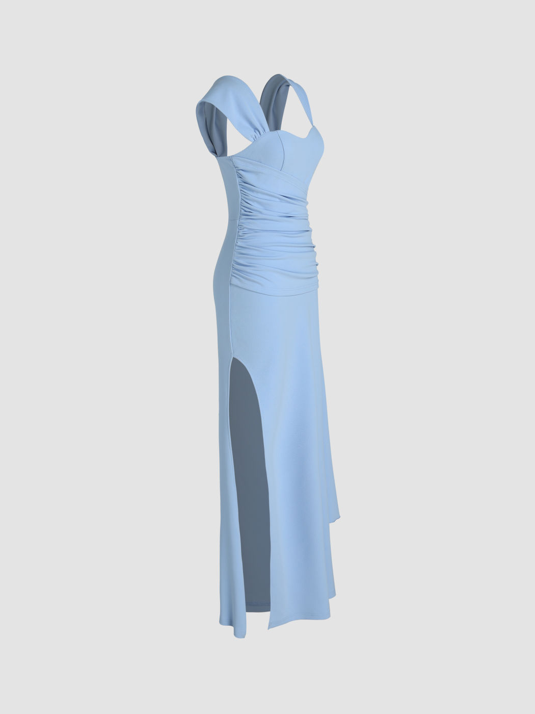 Sweetheart Beaded Straps Ruched Dress With Slit Dusk