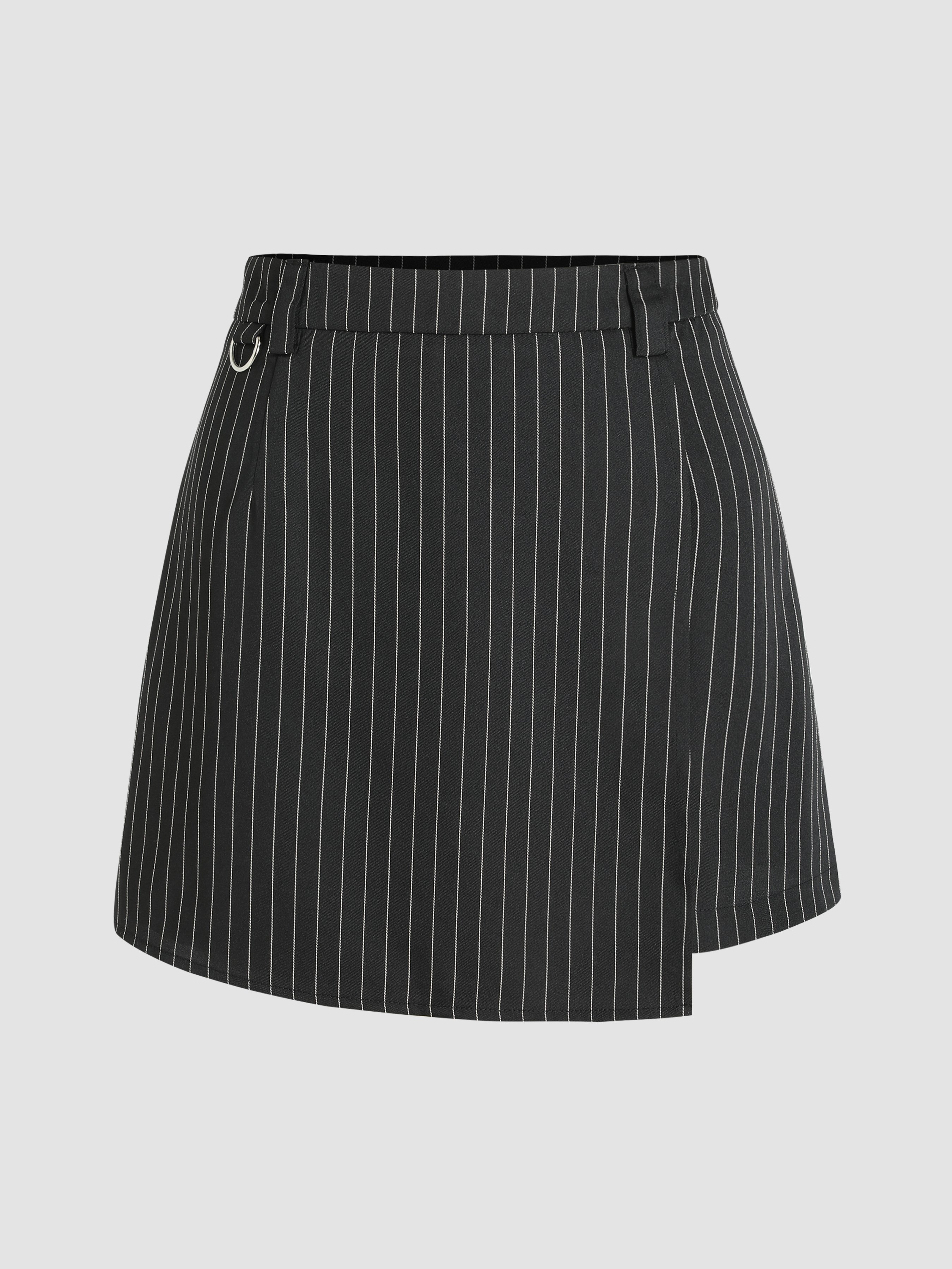 Striped-Trim A-Line Mini Skirt White