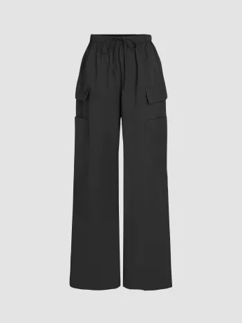 Cargo Knotted Pocket Wide Leg Trousers 
