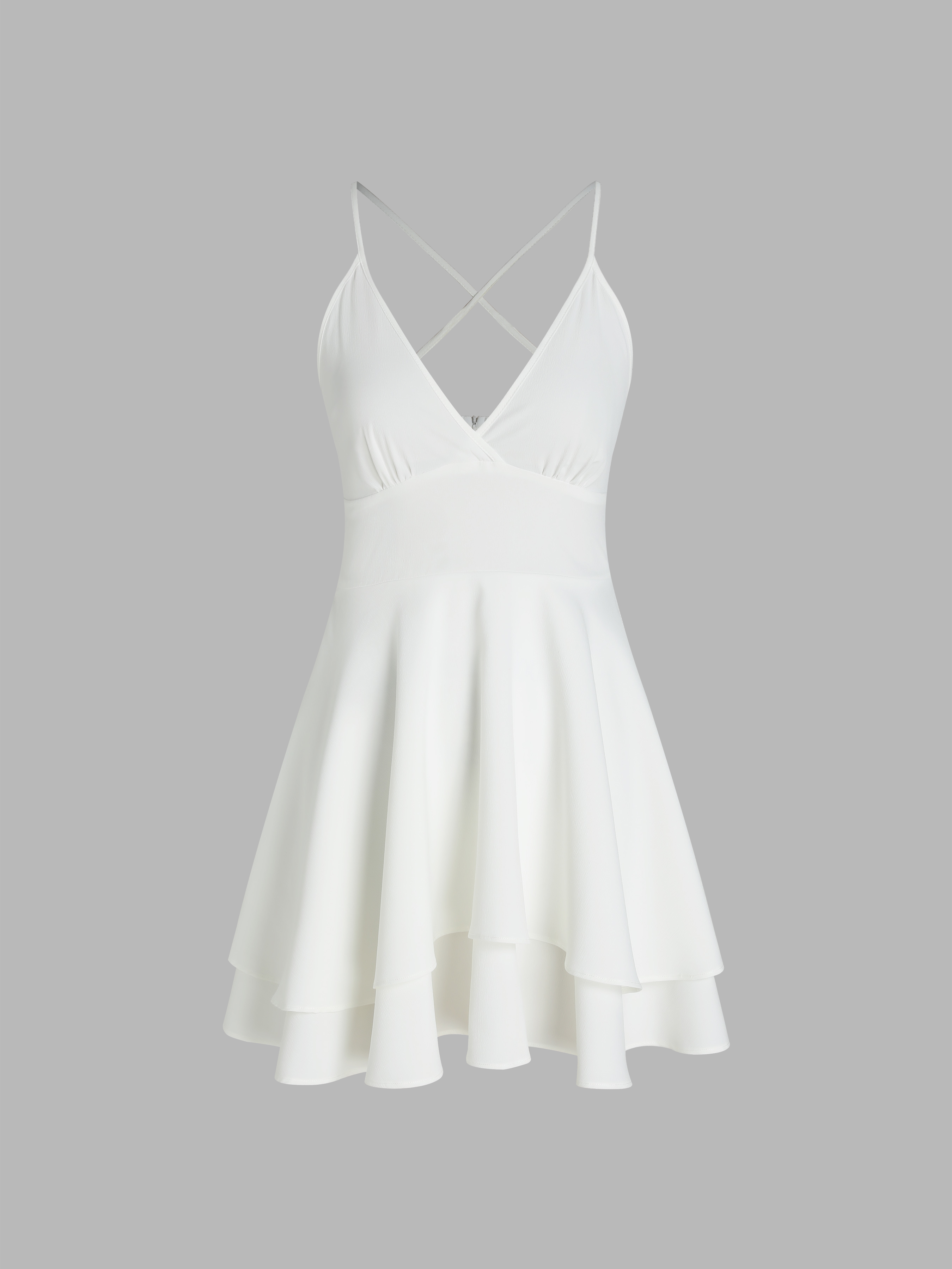 V-neck Ruffle Sleeveless Mini Dress - Cider