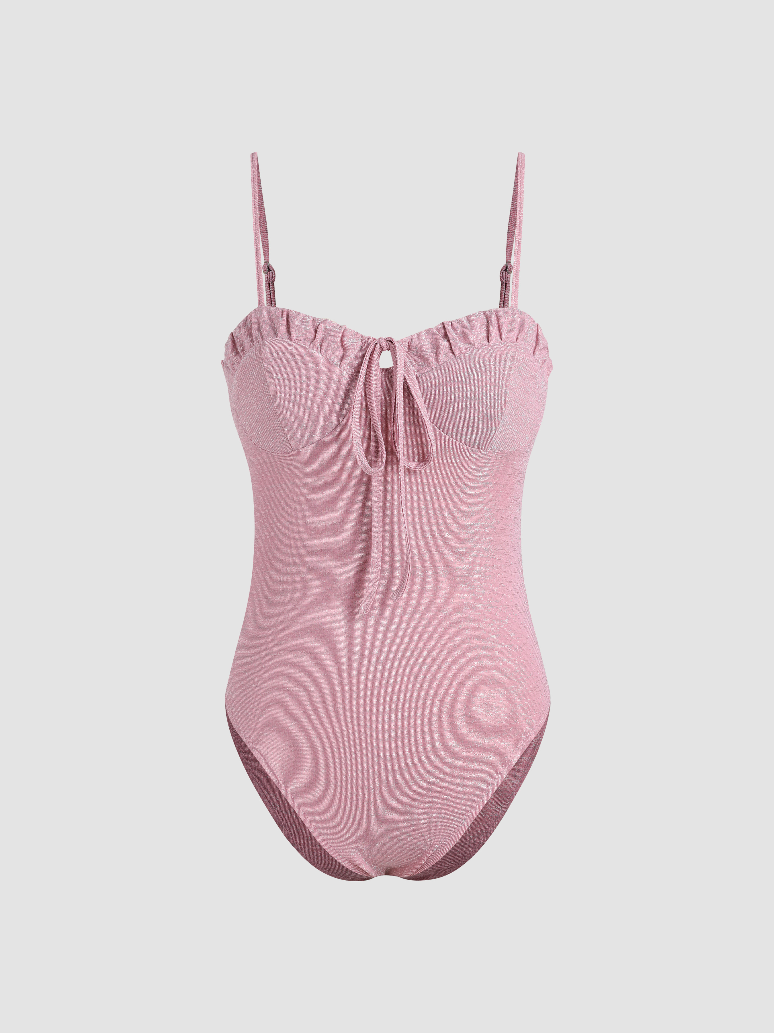 Jersey Jersey Solid Sweetheart Knotted Bodysuit For Daily Casual Date