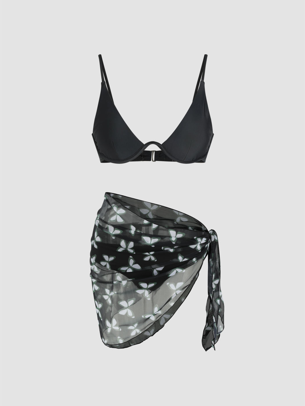 Bügel-Bikini-Set mit Schmetterlings-Mesh-Abdeckung