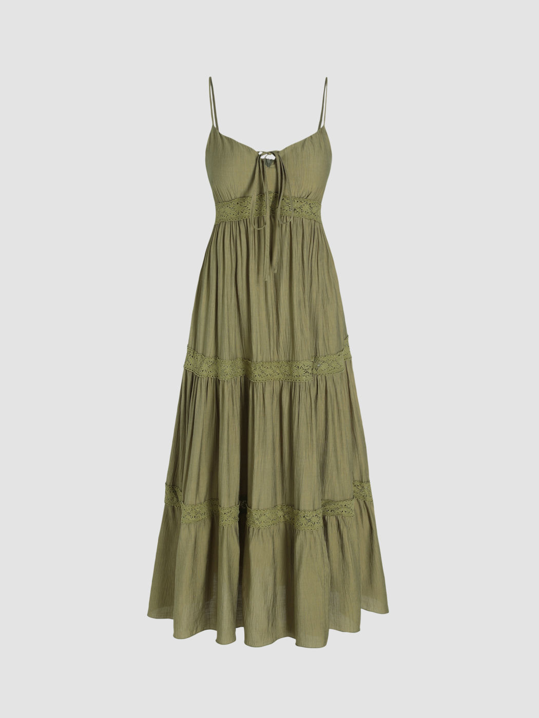 Aushöhlendes Cami-Maxikleid mit Herzausschnitt und Kordelzug