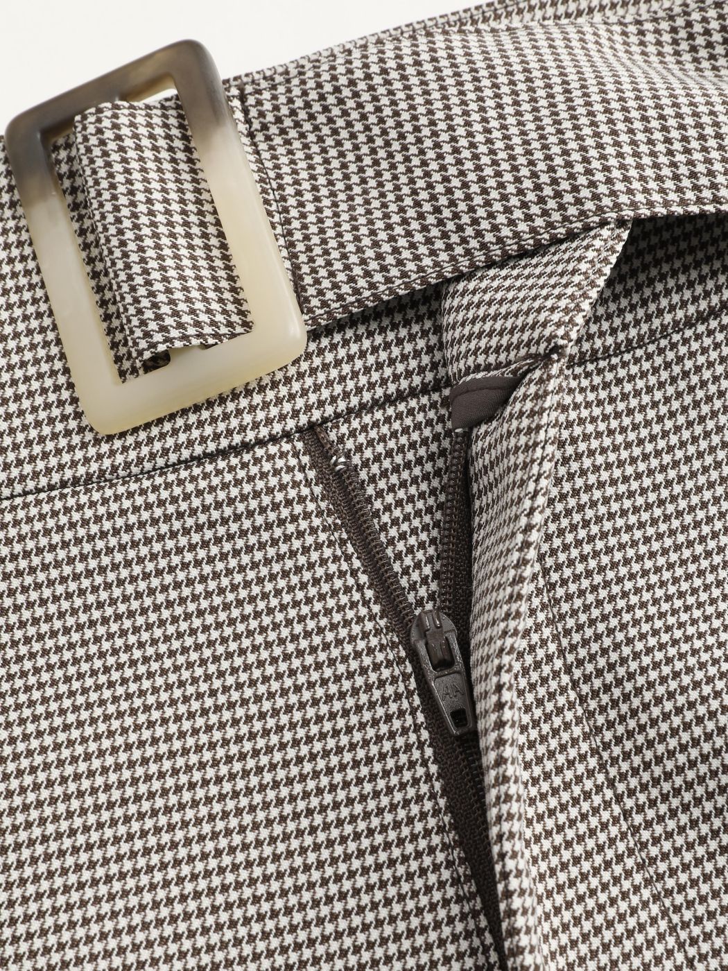 Houndstooth Pleated Pants with Belt Cider