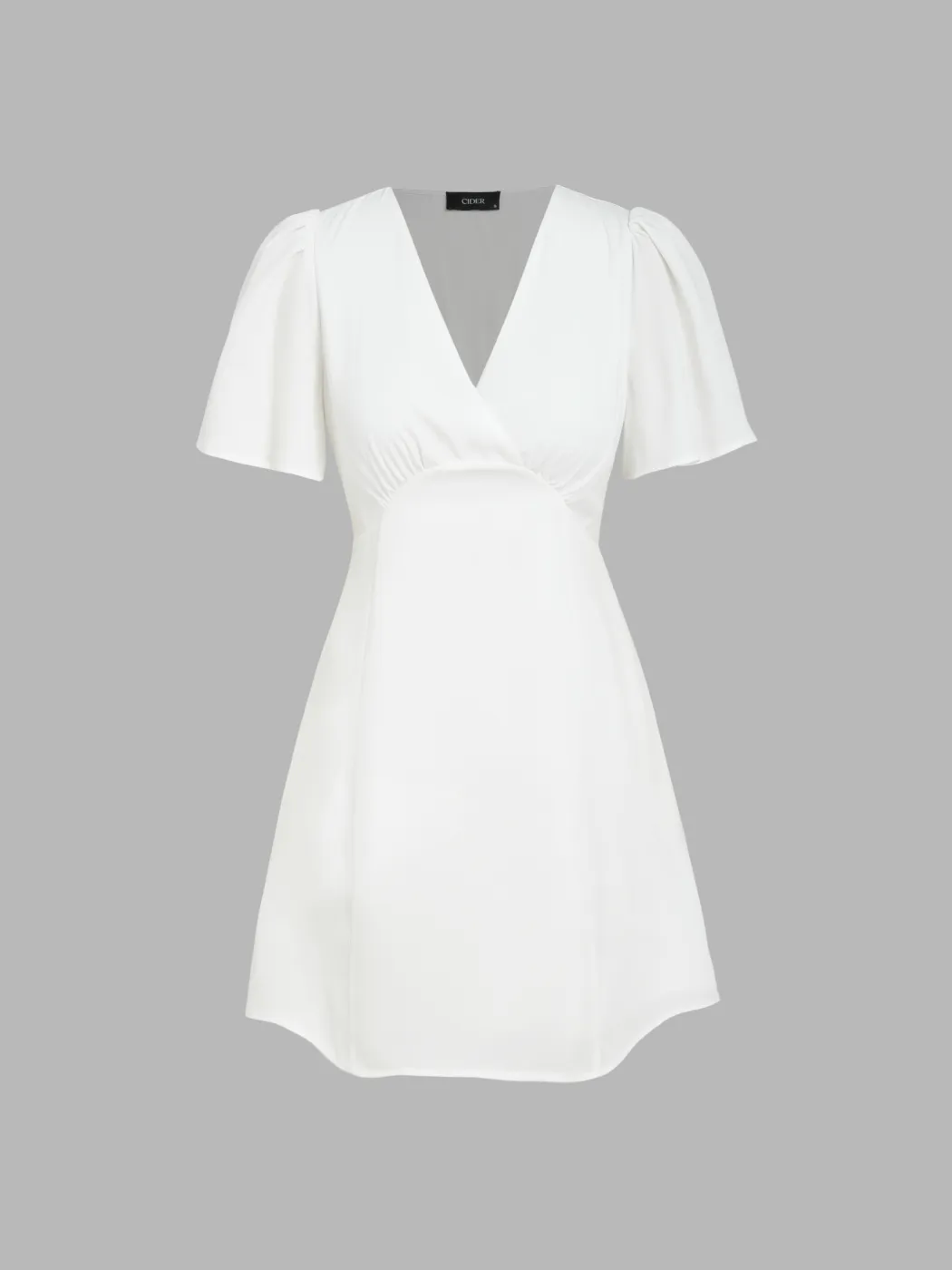  Vestido Mini de Manga Corta con Cuello en V