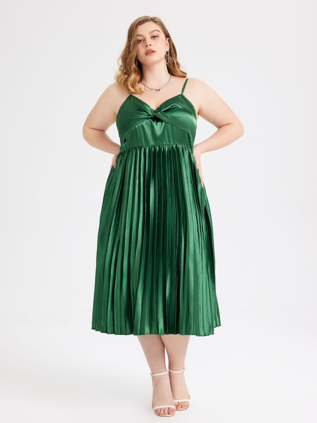 Satin-Twist-Maxikleid Kurve & Plus