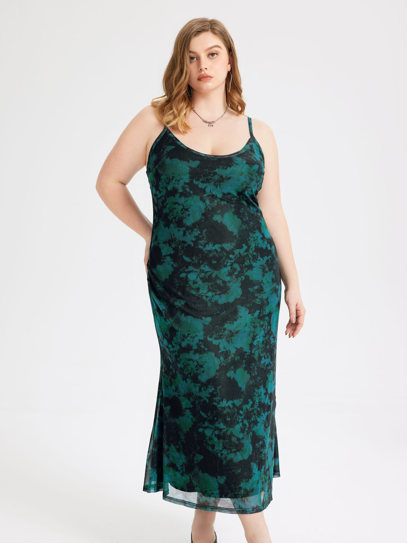 Floral Spaghetti Straps Maxi Dress Curve & Plus