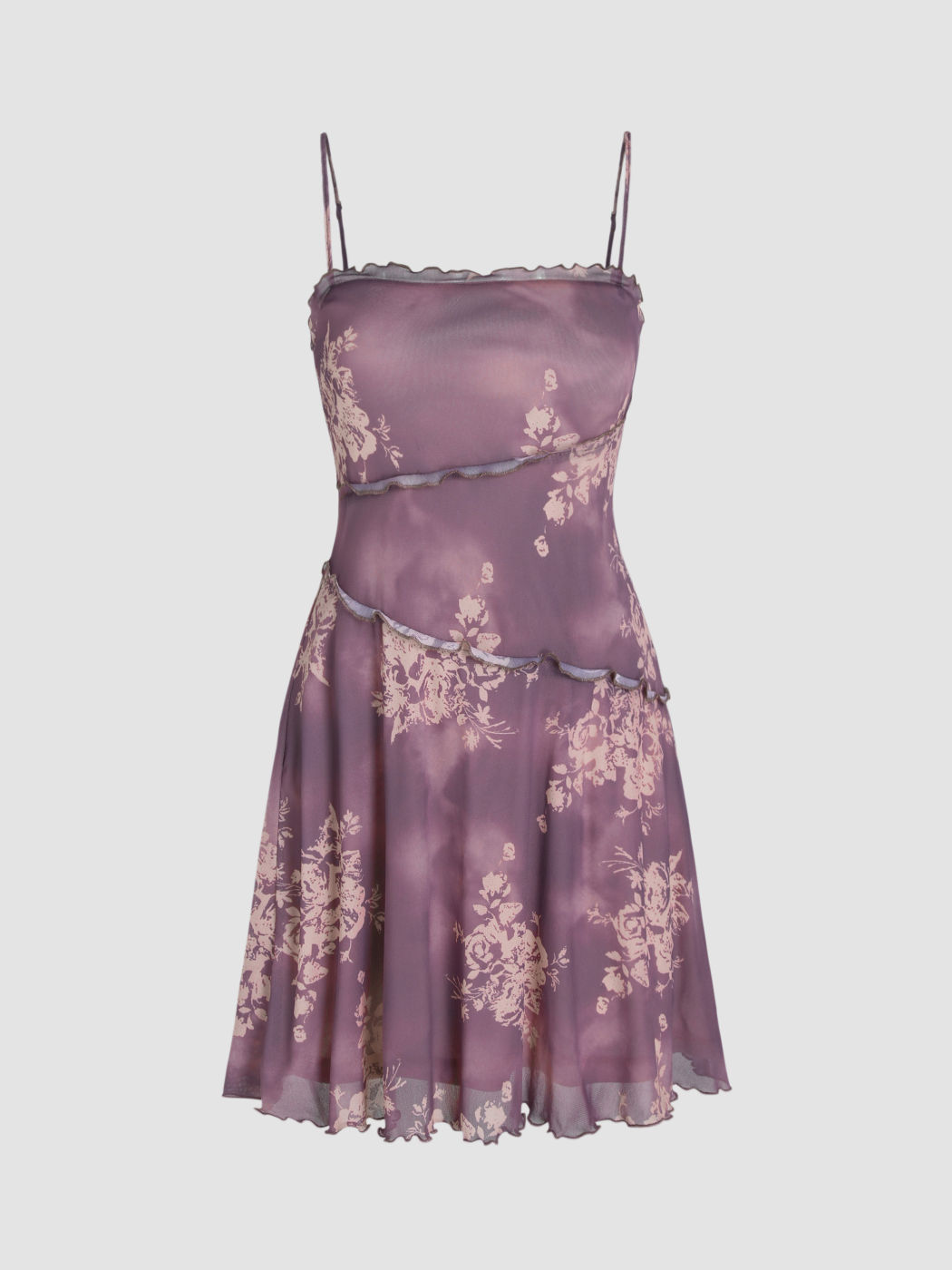 Mesh-Minikleid mit floralem Salatbesatz
