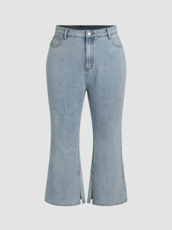 Schlitz Flare Jeanskleid Kurve & Plus