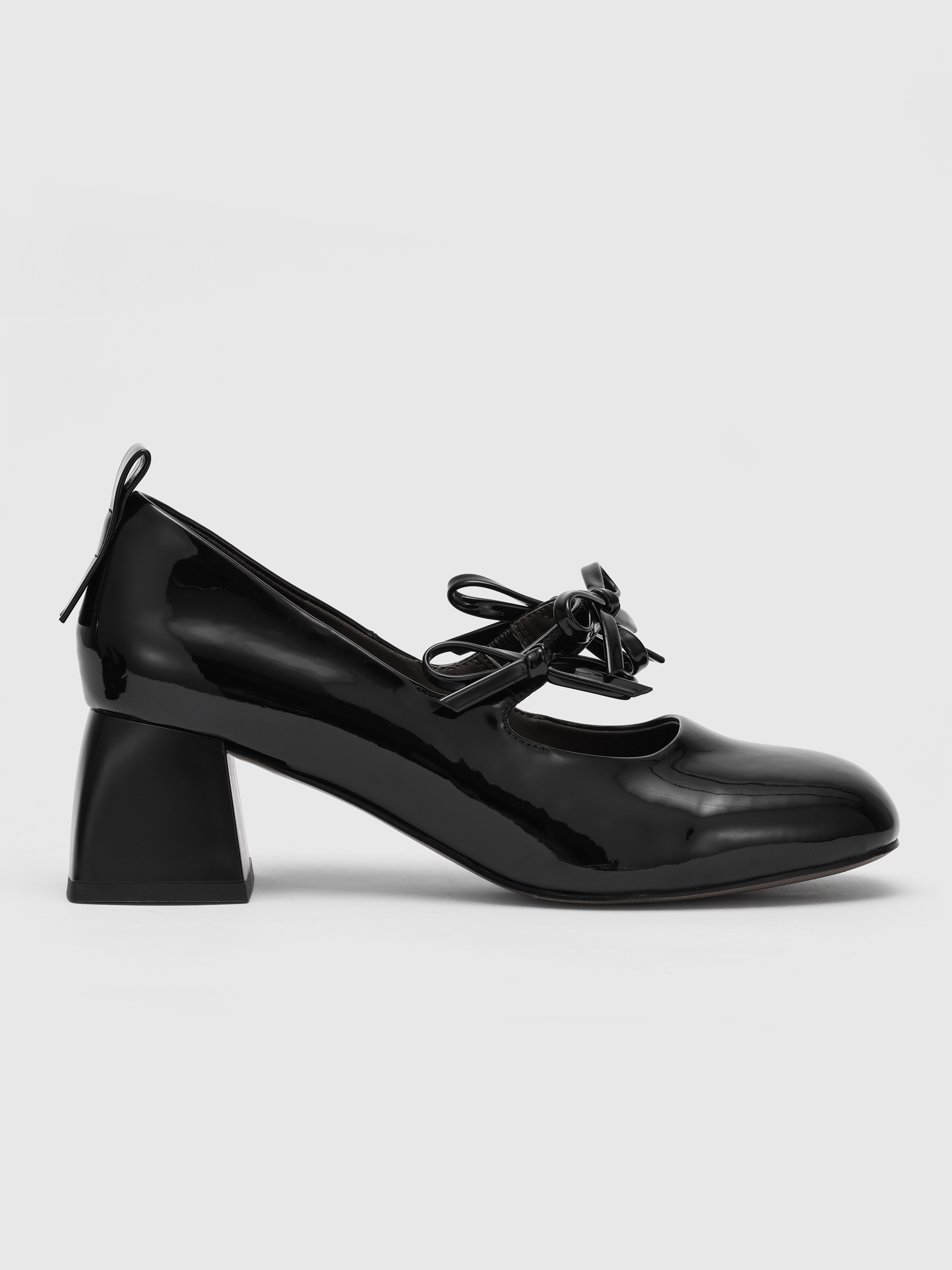 Bowknot Decor Chunky Heeled Mary Jane Shoes Cider