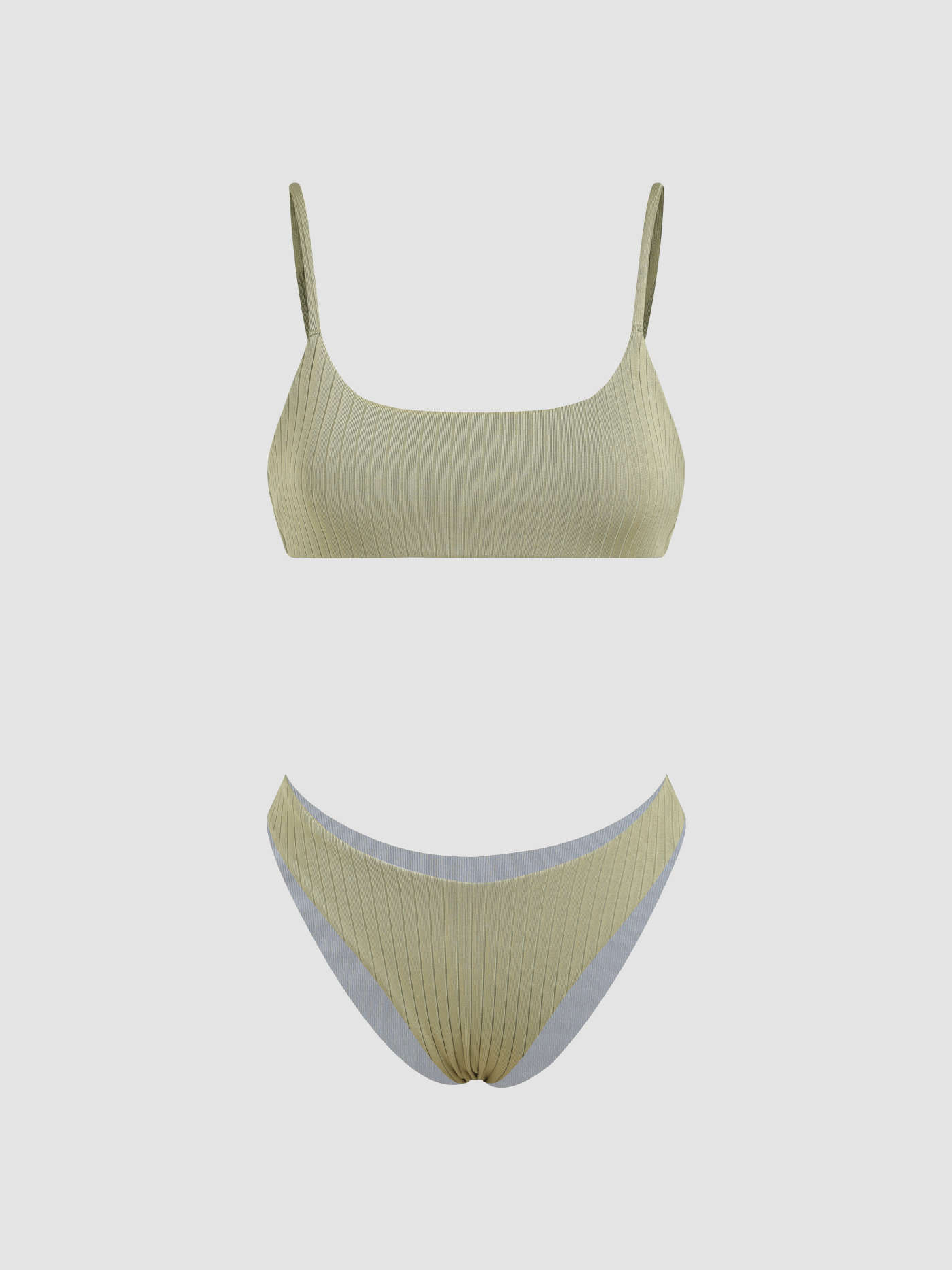 Scoop Neckline Texture Bikini Swimsuit