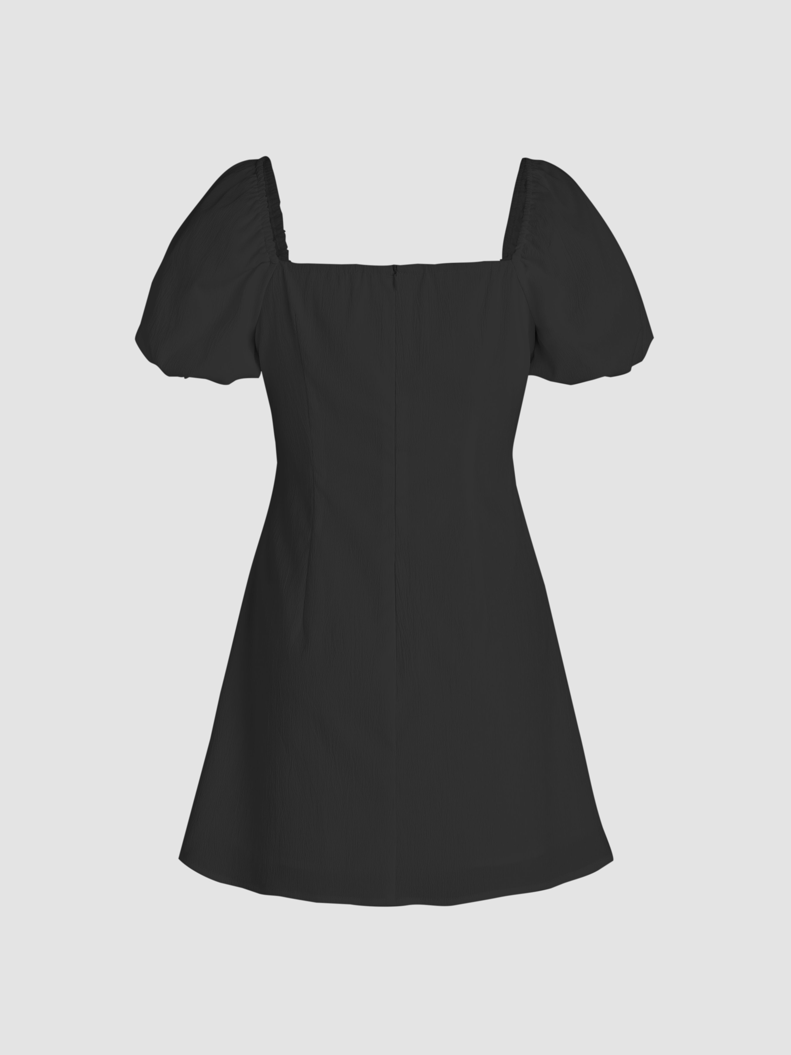 White Dress Sun Dresses Puff Sleeve Dress Woven Square Neck Puff Sleeve  Short Dress For Daily Casual Date