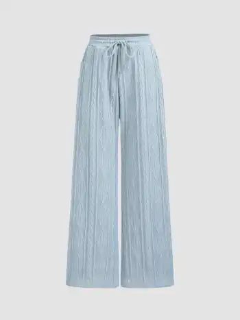  Gestrickte Hose mit elastischem Bund und weitem Bein
