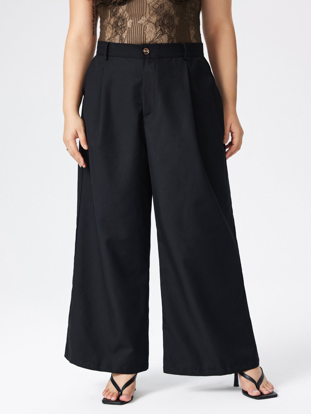 Solid Pocket Straight Leg Trousers Curve & Plus