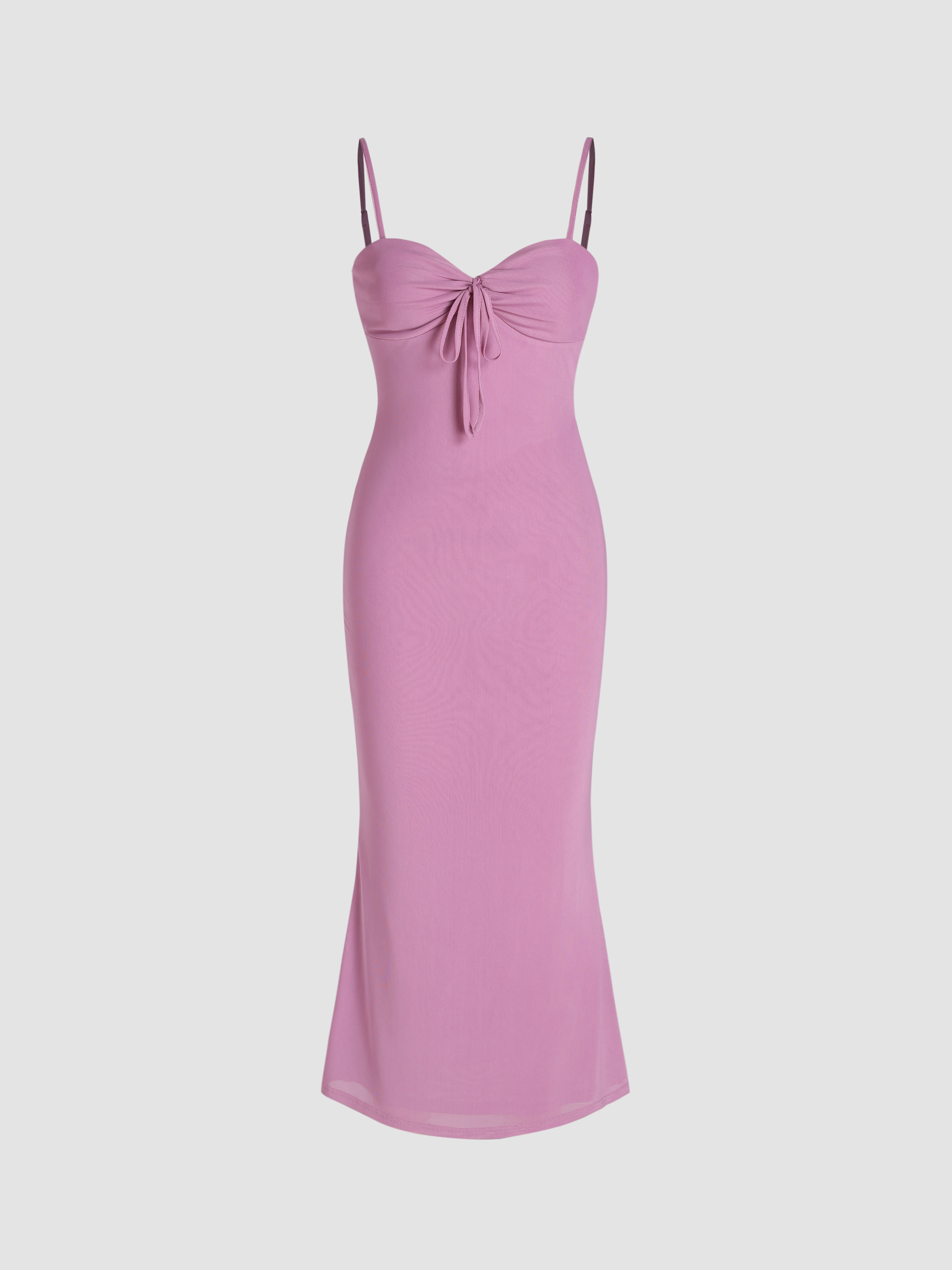 Satin Knotted Ruched Maxi Dress - Cider