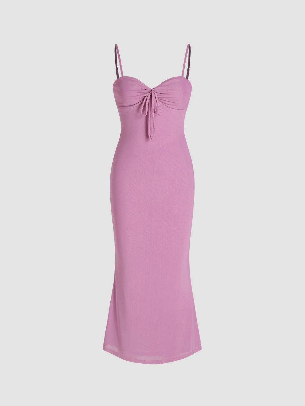 Woven Satin Knotted Ruched Maxi Dress For Date Exhibition