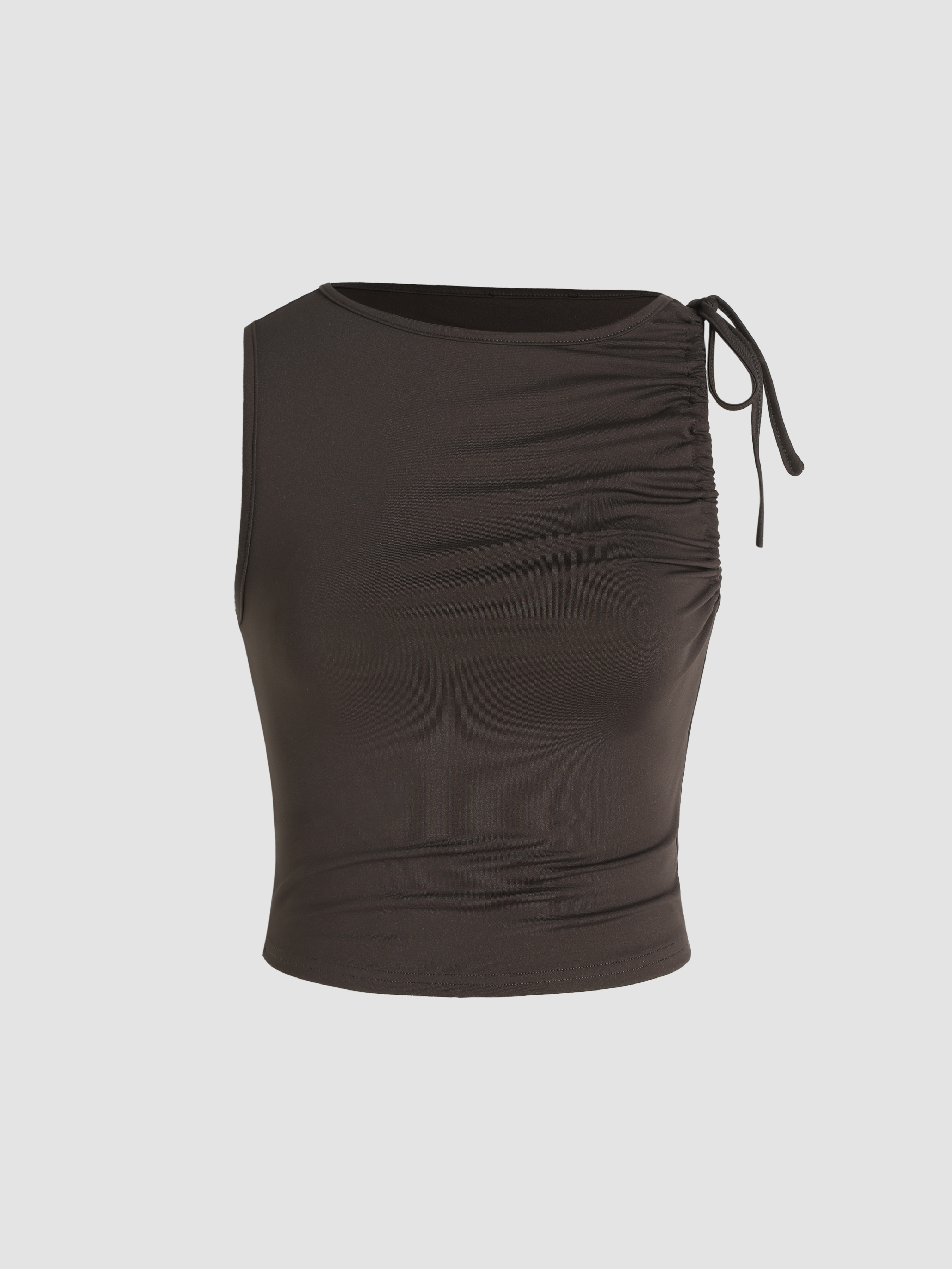 Knit Fabric Ruched Knotted Cami Top For Daily Casual