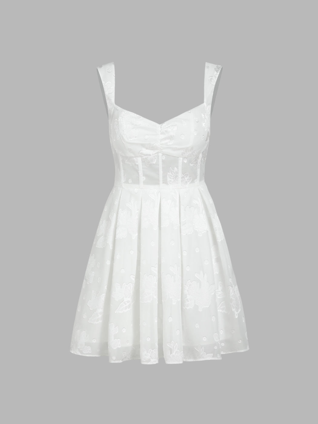 Korsett-Rüschen-Minikleid aus Chiffon mit Blumenmuster