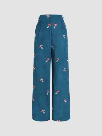 Ditsy Floral Stickerei Cordhosen